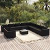 vidaXL 12 Piece Garden Lounge Set with Cushions Black Poly Rattan