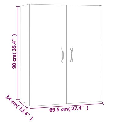 vidaXL Hanging Cabinet Concrete Grey 69,5x34x90 cm Engineered Wood