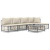 vidaXL 6 Piece Garden Lounge Set with Cushions Anthracite Poly Rattan