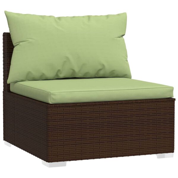 vidaXL 3 Piece Garden Lounge Set with Cushions Poly Rattan Brown
