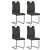 vidaXL Cantilever Dining Chairs 4 pcs Grey Faux Leather