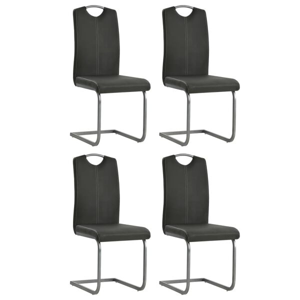 vidaXL Cantilever Dining Chairs 4 pcs Grey Faux Leather