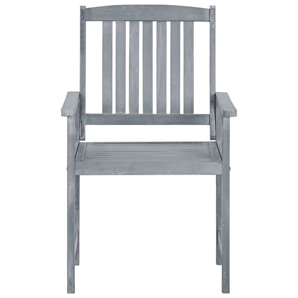 vidaXL Garden Chairs with Cushions 4 pcs Grey Solid Acacia Wood