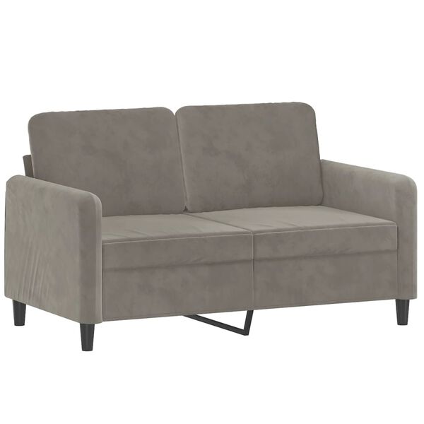 vidaXL 2 Piece Sofa Set with Throw Pillows&Cushions Light Grey Velvet