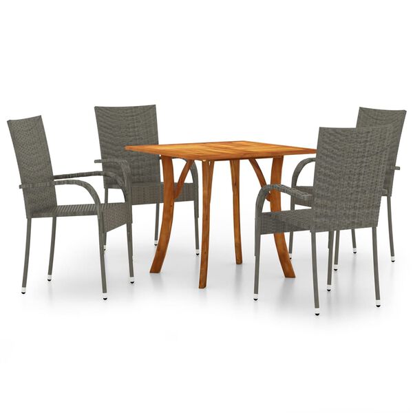 vidaXL 5 Piece Garden Dining Set Grey