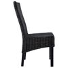 vidaXL Dining Chairs 2 pcs Black Kubu Rattan and Mahogany Wood