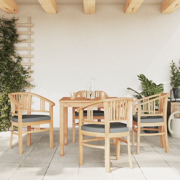 vidaXL 5 Piece Garden Dining Set Solid Wood Teak