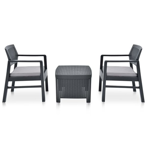 vidaXL 3 Piece Garden Lounge Set Plastic Anthracite