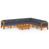 vidaXL 9 Piece Garden Lounge Set with Dark Grey Cushions Acacia Wood
