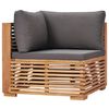 vidaXL Garden Corner Sofa with Grey Cushion Solid Teak Wood