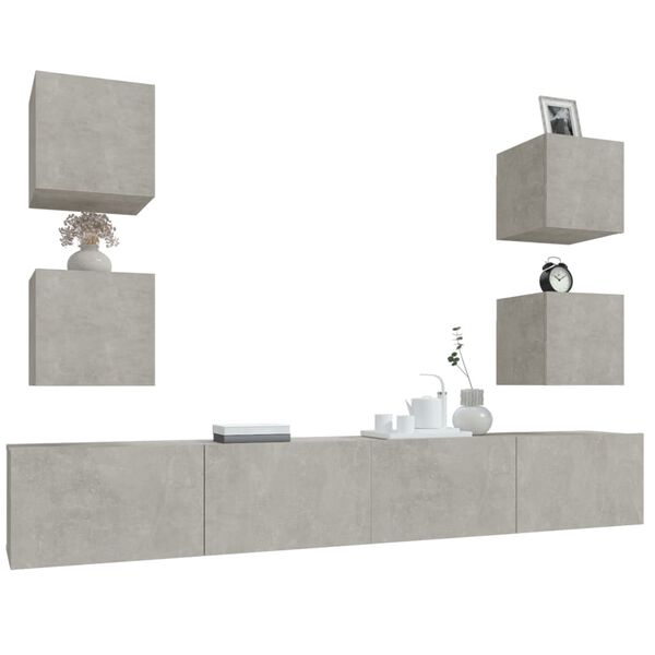 vidaXL 6 Piece TV Cabinet Set Concrete Grey Engineered Wood
