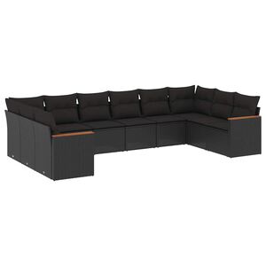 vidaXL Garden Sofa Set | Black | PE rattan | Large | Modular | Garden Sofa Set