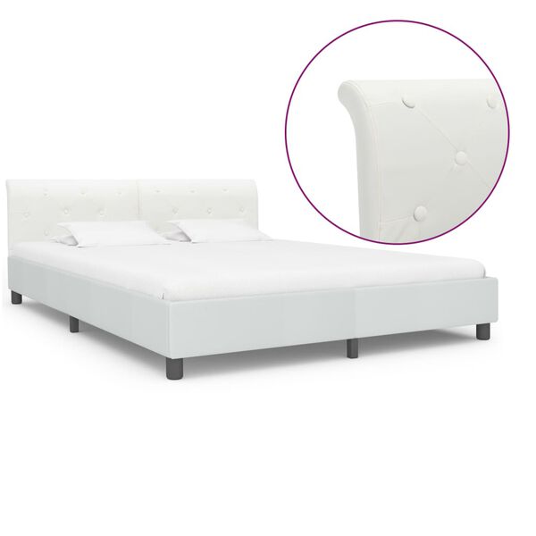 vidaXL Bed Frame without Mattress White Faux Leather 160x200 cm
