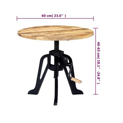 vidaXL Side Table 60x(46-63) cm Solid Mango Wood and Cast Iron