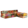 vidaXL 3-Seater Modular Pouffe Patchwork Fabric