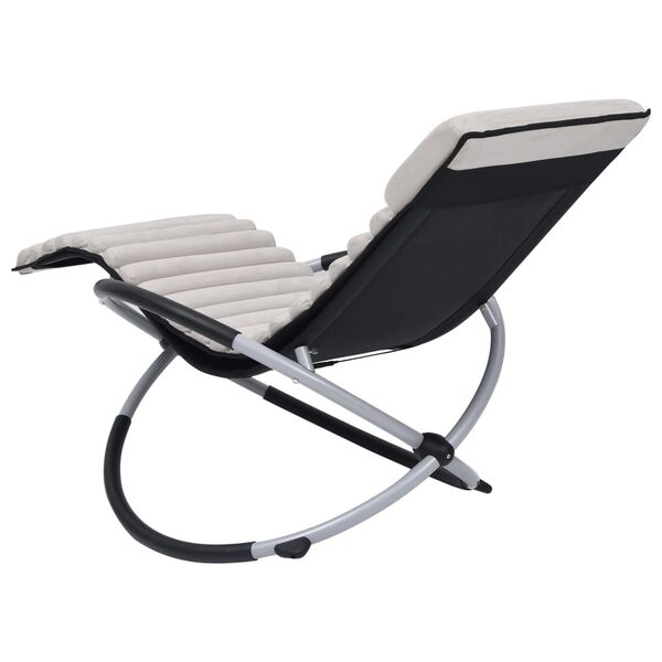 vidaXL Outdoor Sun Lounger with Cushion Steel Cream