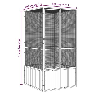 vidaXL Bird Cage Anthracite 111x107x211.5 cm Galvanised Steel