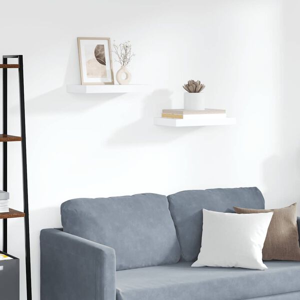 vidaXL Floating Wall Shelves 2 pcs White 40x23x3.8 cm MDF