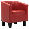 vidaXL Tub Chair with Footstool Red Faux Leather
