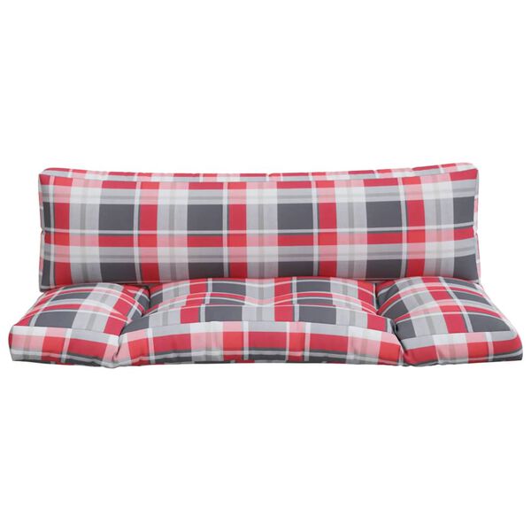 vidaXL Pallet Cushions 2 pcs Red Check Pattern Fabric