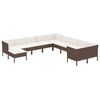 vidaXL 11 Piece Garden Lounge Set with Cushions Poly Rattan Brown
