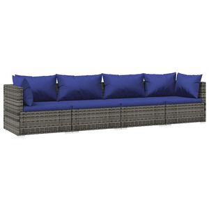 vidaXL 4 Piece Garden Lounge Set with Cushions Poly Rattan Grey