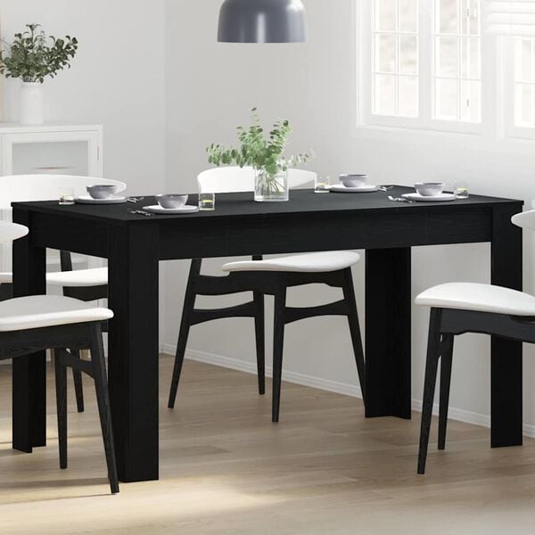 vidaXL Dining Table Black Oak 140 x 74.5 x 76 cm Poly Rattan