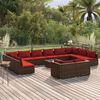 vidaXL 13 Piece Garden Lounge Set with Cushions Brown Poly Rattan