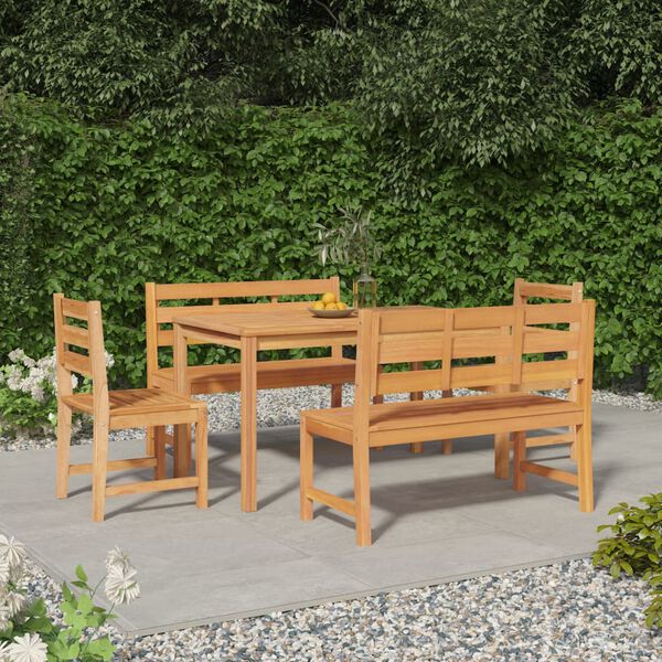 vidaXL 5 Piece Garden Dining Set Solid Wood Teak