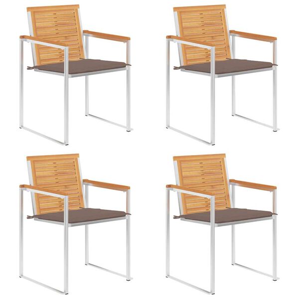 vidaXL Garden Chairs 4 pcs with Cushions Solid Teak Wood