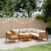 vidaXL 7 Piece Garden Lounge Set with Cream Cushion Solid Acacia Wood