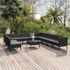 vidaXL 12 Piece Garden Lounge Set with Cushions Poly Rattan Black