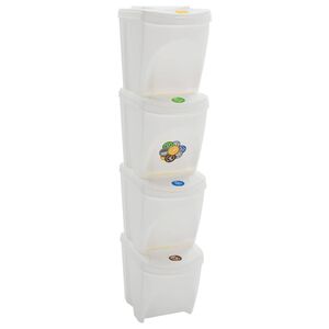 vidaXL Stackable Garbage Bin Boxes 4 pcs White 100 L Polypropylene