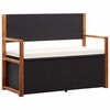vidaXL Storage Bench 115 cm Poly Rattan and Solid Acacia Wood Black