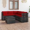 vidaXL 6 Piece Garden Pallet Lounge Set with Cushions Solid Pinewood
