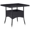 vidaXL 3 Piece Garden Dining Set Black Poly Rattan and Glass