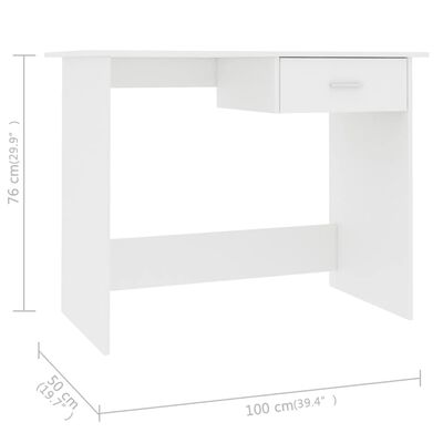 vidaXL Desk White 100x50x76 cm Engineered Wood