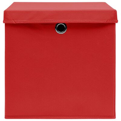 vidaXL Storage Boxes with Lids 4 pcs Red 32x32x32 cm Fabric