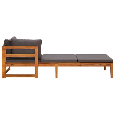 vidaXL 3 Piece Garden Lounge Set with Dark Grey Cushions Acacia Wood