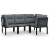 vidaXL 4 Piece Garden Lounge Set Black and Grey Poly Rattan