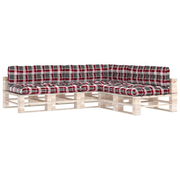 vidaXL Pallet Sofa Cushions 7 pcs Red Check Pattern