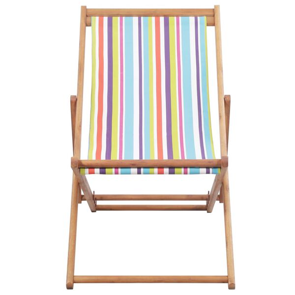 vidaXL Folding Beach Chair Fabric and Wooden Frame Multicolour