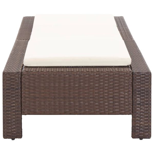 vidaXL Sunbed with Cushion Brown Poly Rattan