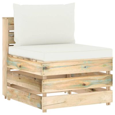 vidaXL 3 Piece Garden Lounge Set with Cushions Green Impregnated Wood
