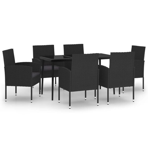vidaXL 7 Piece Garden Dining Set Black