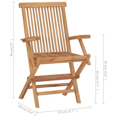 vidaXL Garden Chairs with Green Cushions 2 pcs Solid Teak Wood