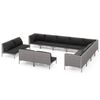 vidaXL 12 Piece Garden Lounge Set with Cushions Poly Rattan Dark Grey