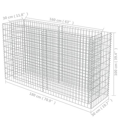 vidaXL Gabion Raised Bed Galvanised Steel 180x50x100 cm