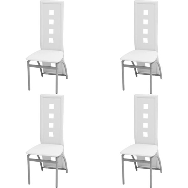 vidaXL Dining Chairs 4 pcs White Faux Leather