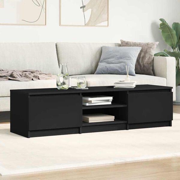 vidaXL TV Cabinet Black 140x40x35.5 cm Engineered Wood